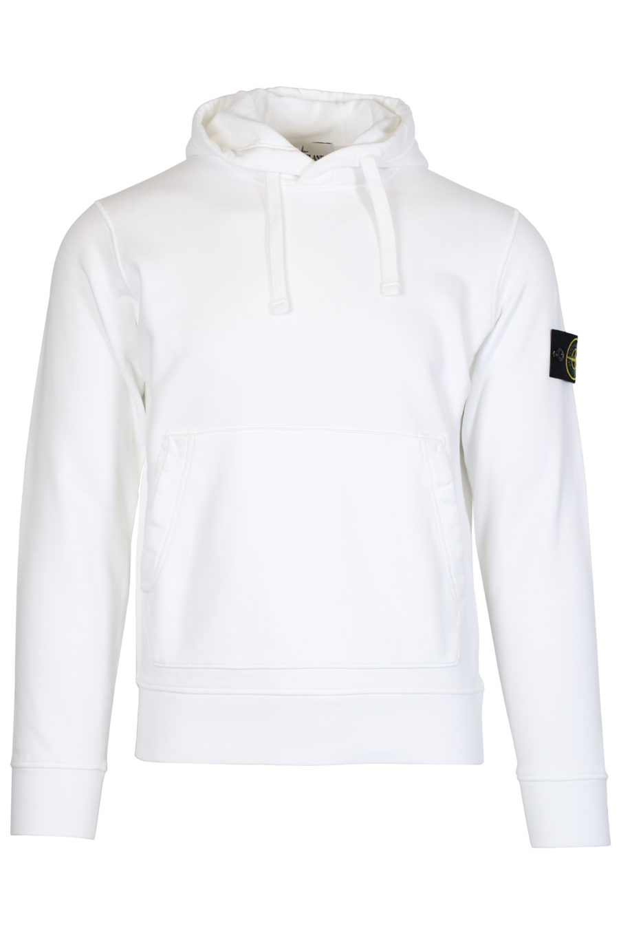 White hooded sweatshirt with logo patch - IMG 2473