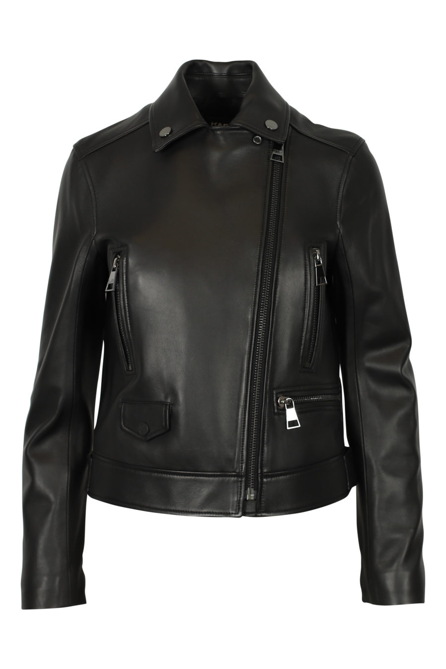 Black biker jacket with patterned back - IMG 3094