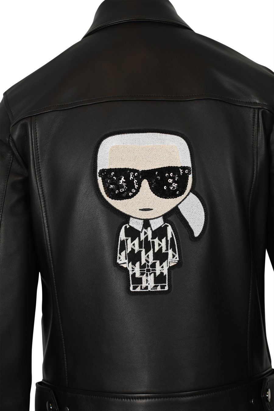 Black biker jacket with pattern on the back - IMG 3096