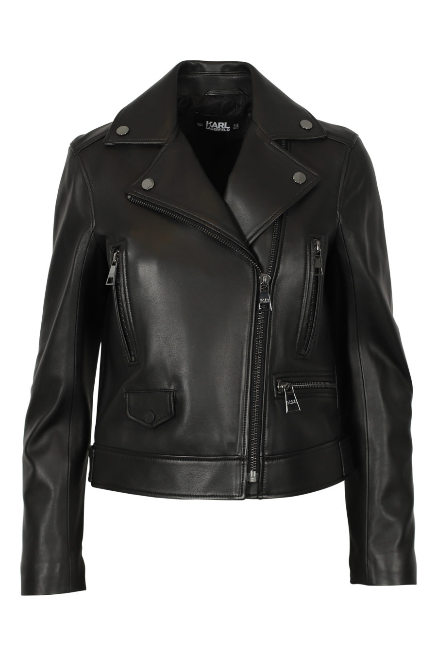 Black biker jacket with patterned back - IMG 3100