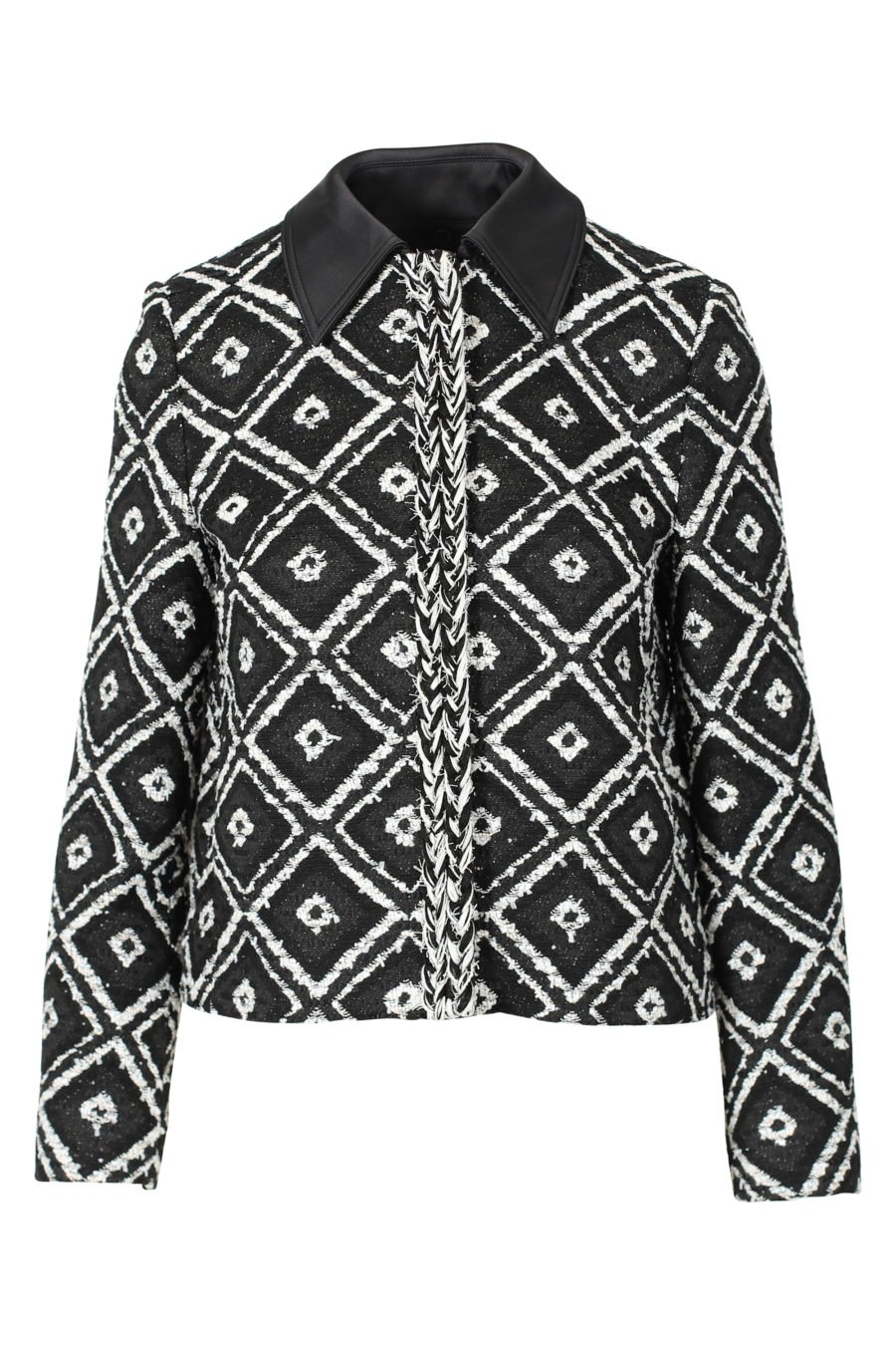 Schwarz-weiße geometrische Jacke "Boucle" - IMG 3116
