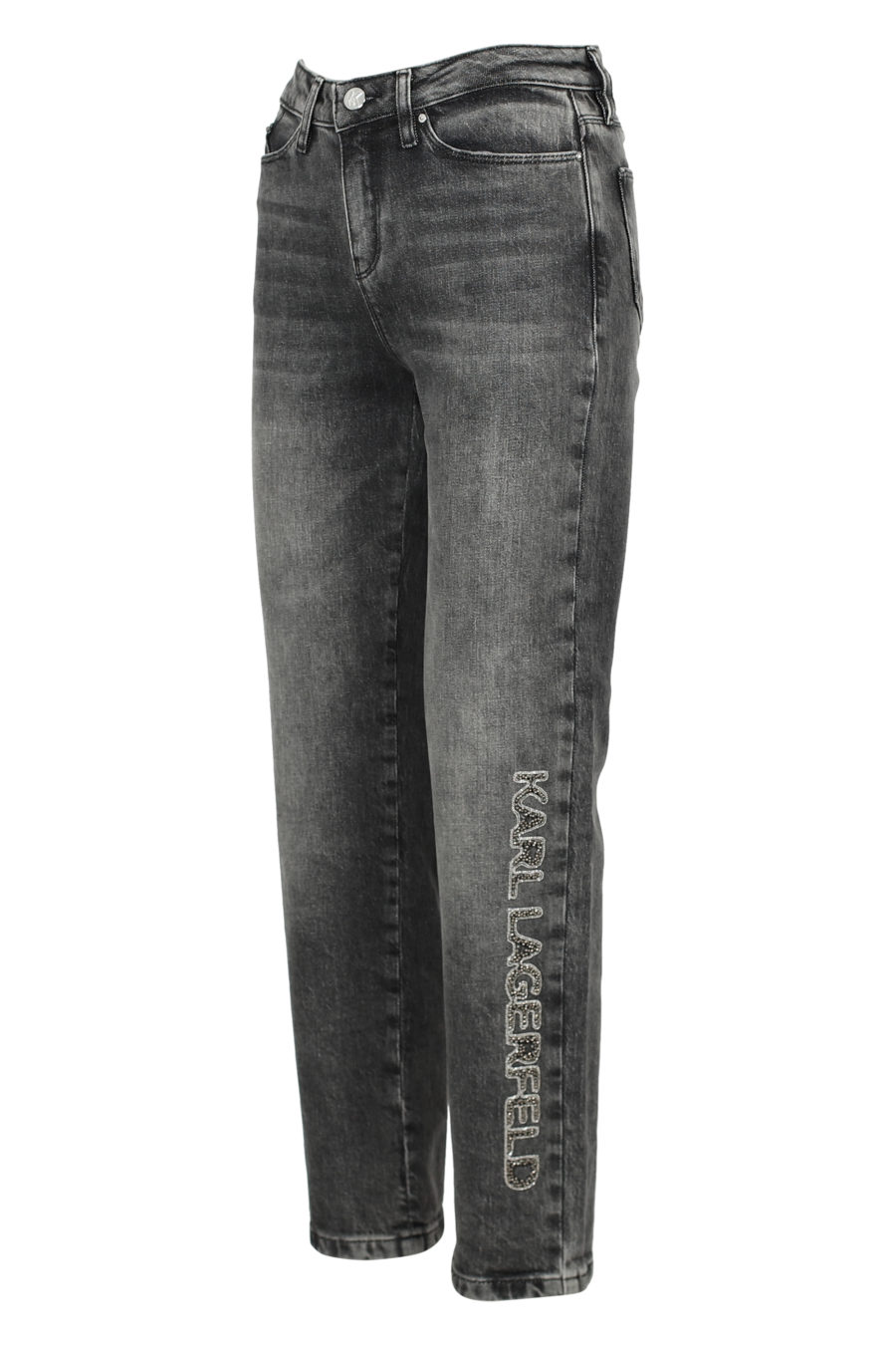 Grey denim trousers with logo beads - IMG 3157