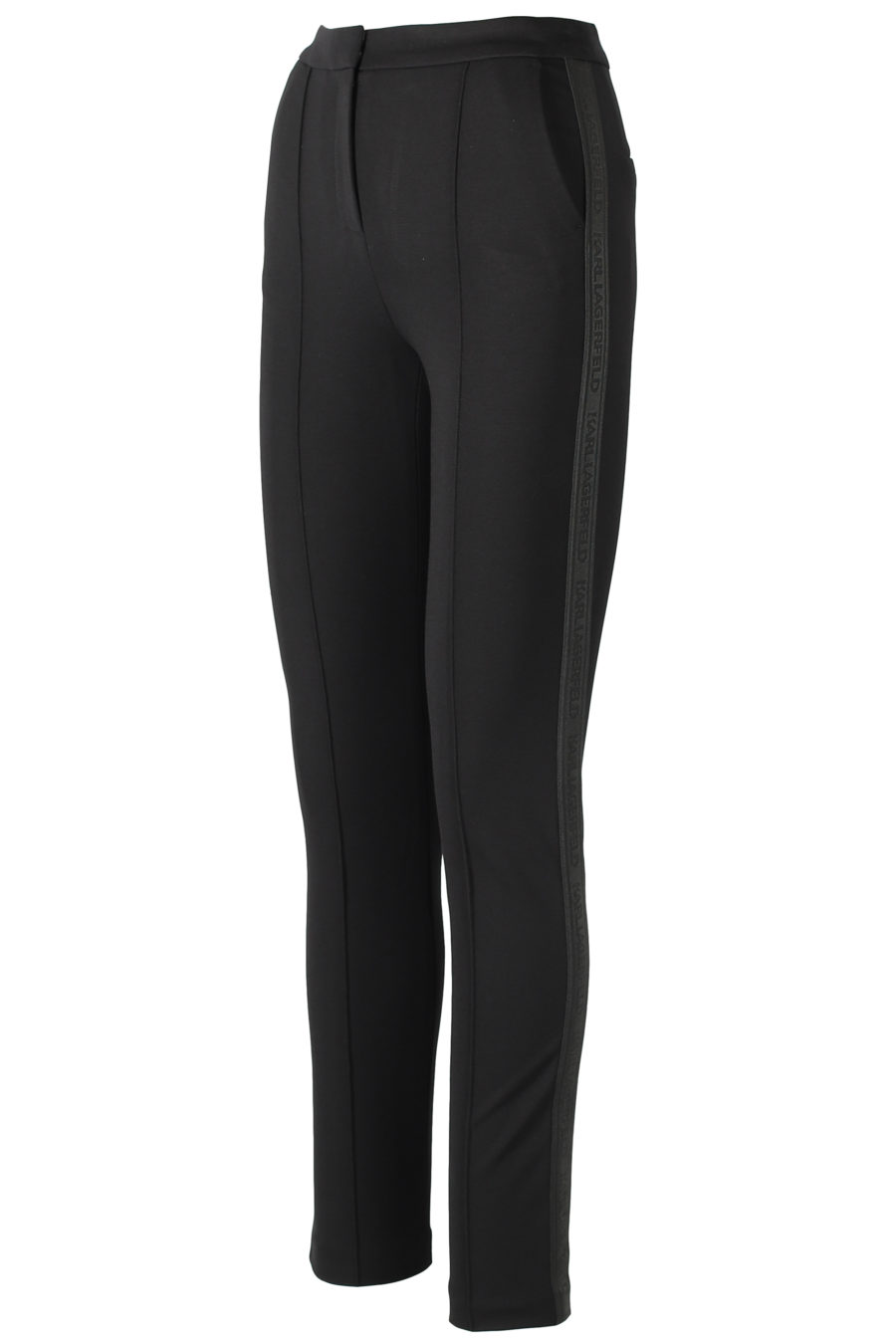 Pantalones negros ajustados con cinta logotipo - IMG 3198
