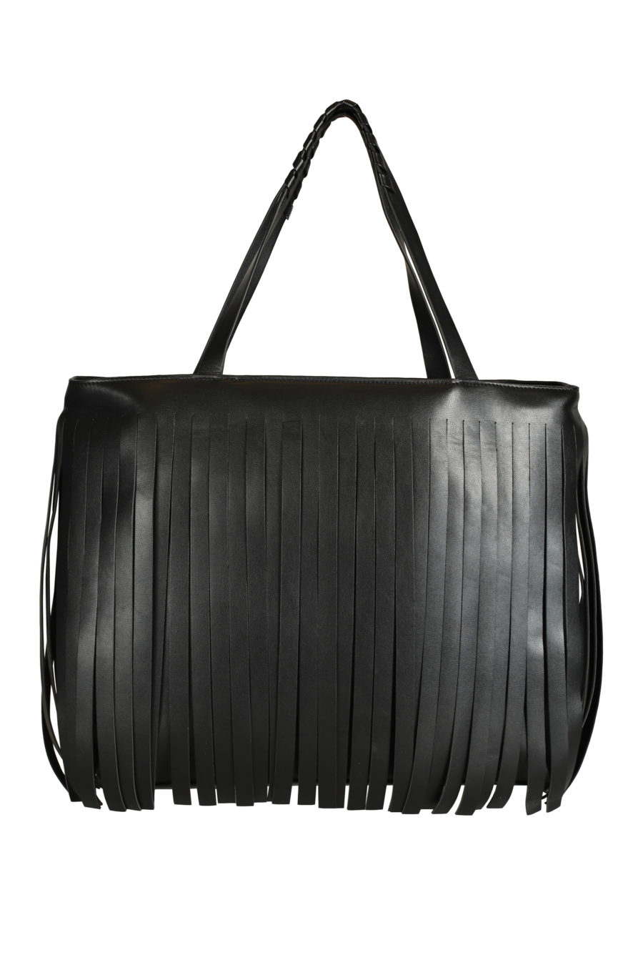 Black "maxi shoper" bag with fringes - IMG 3555