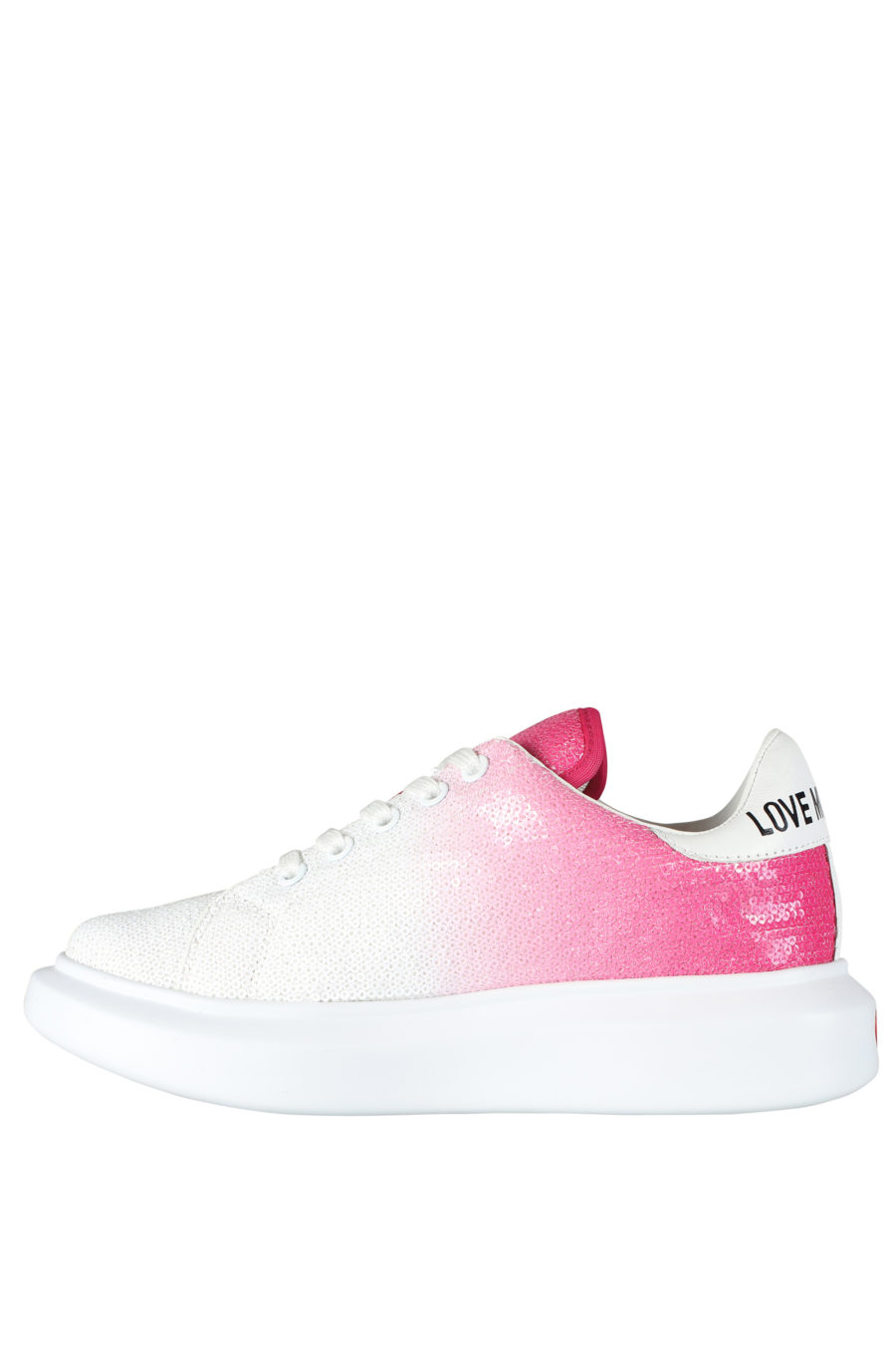 Sapatilhas brancas com gradiente rosa e lantejoulas - IMG 5264