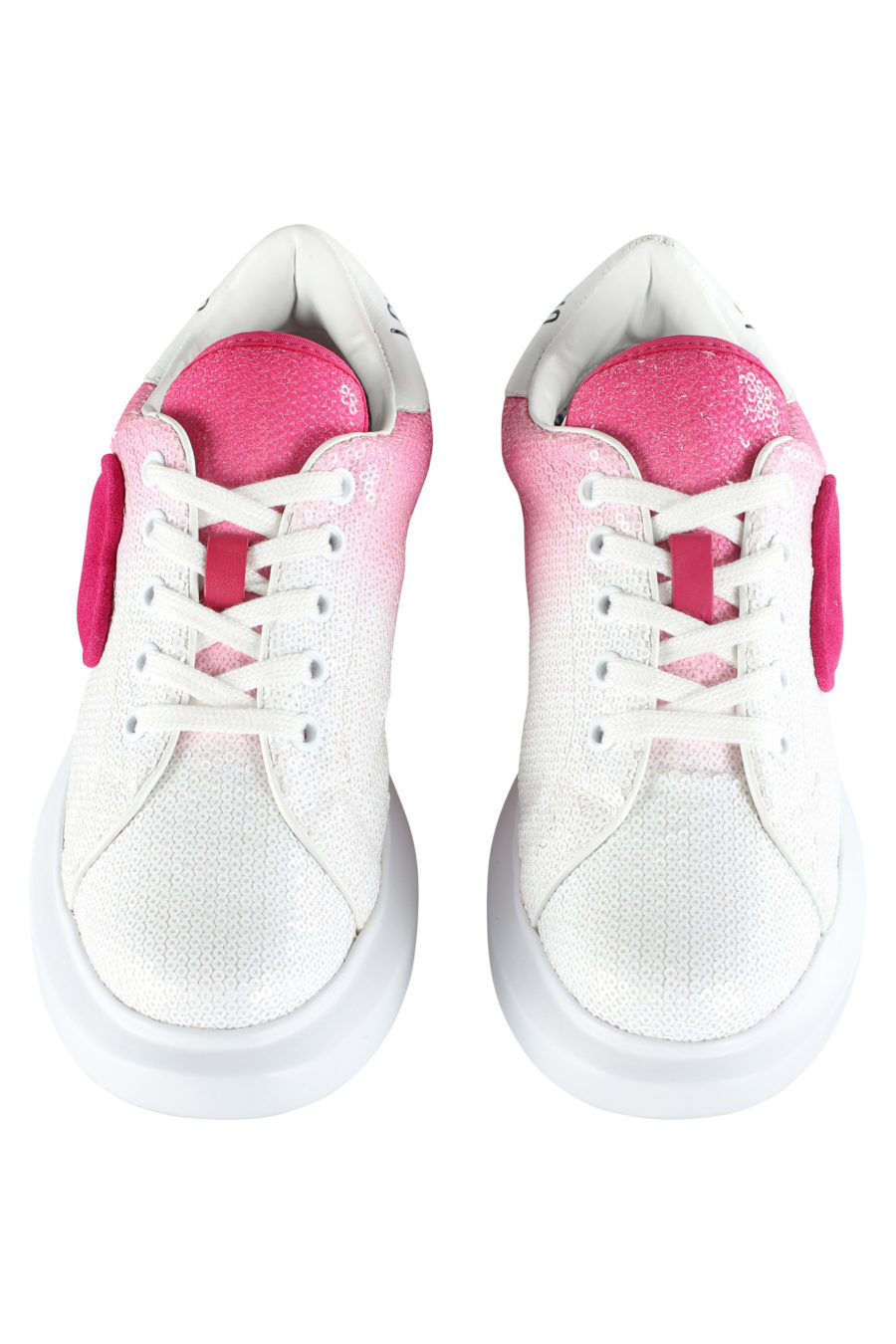 Sapatilhas brancas com gradiente rosa e lantejoulas - IMG 5349