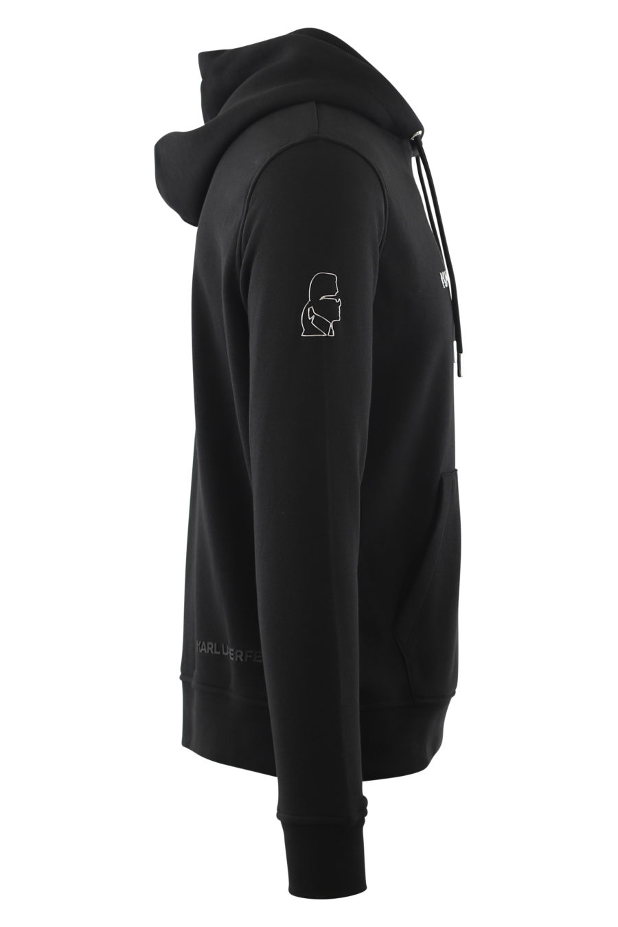 Sudadera negra con capucha y logo plateado en relieve - IMG 6570