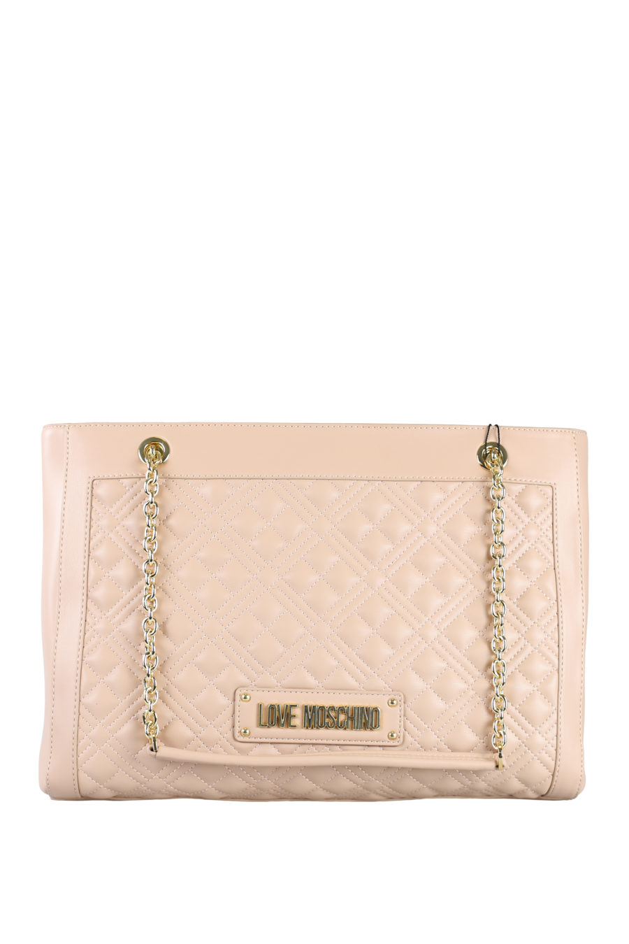 Nude coloured quilted bag with golden chain - IMG 1959