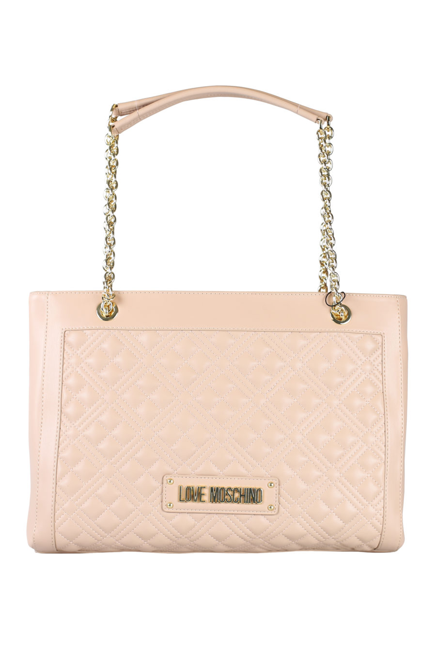 Nude coloured quilted bag with golden chain - IMG 1966