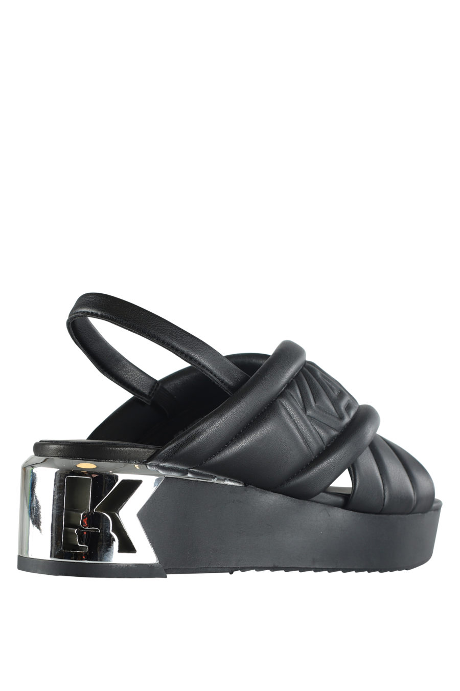 Black cushioned sandals with black logo and platform - IMG 5331