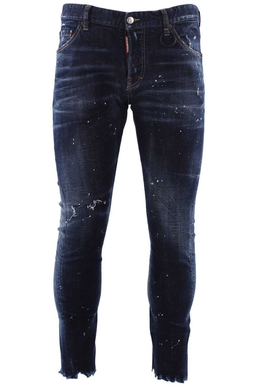 Tejano "sexy twist jean" azul oscuro con pintura blanca - IMG 6691