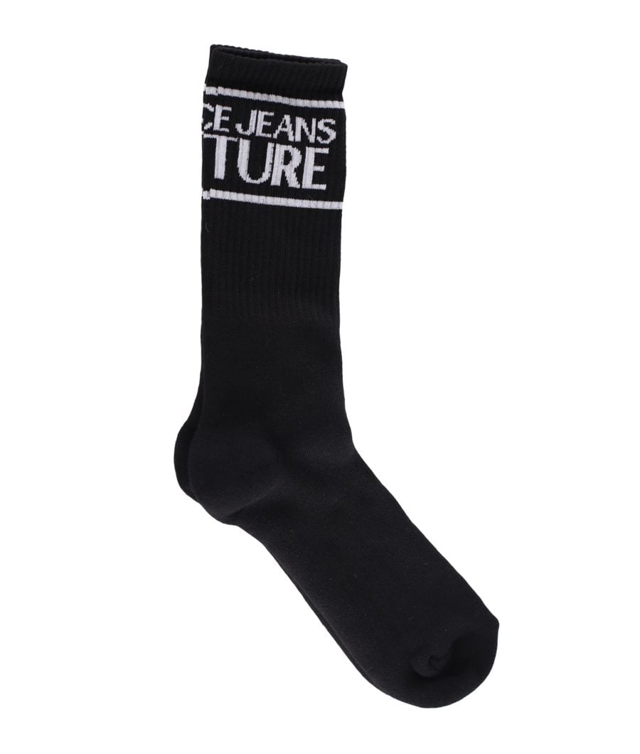 Versace Jeans Couture - Calcetines negros con logo horizontal
