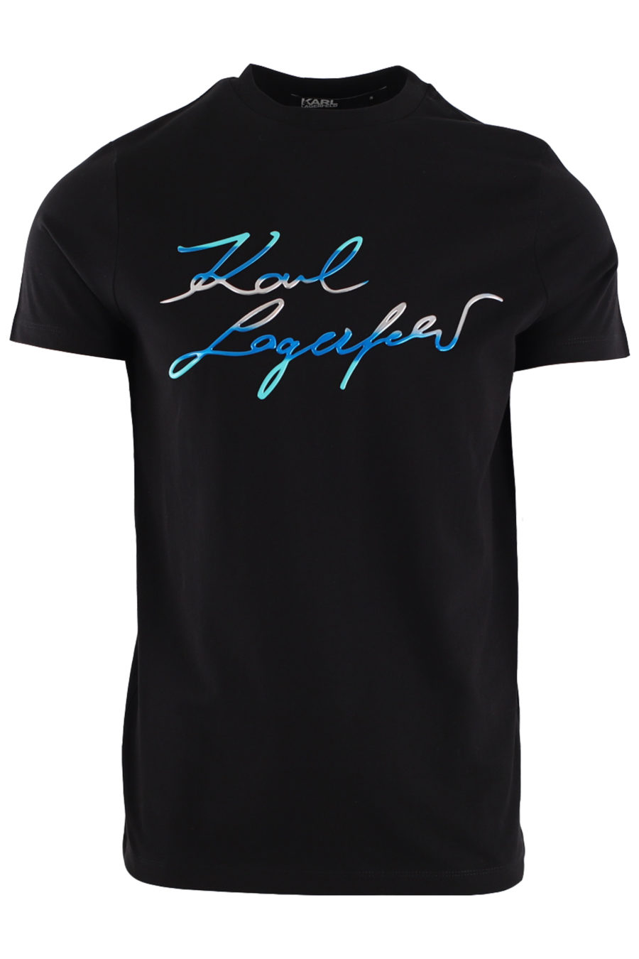 Camiseta negra con logo azul multicolor - IMG 8771
