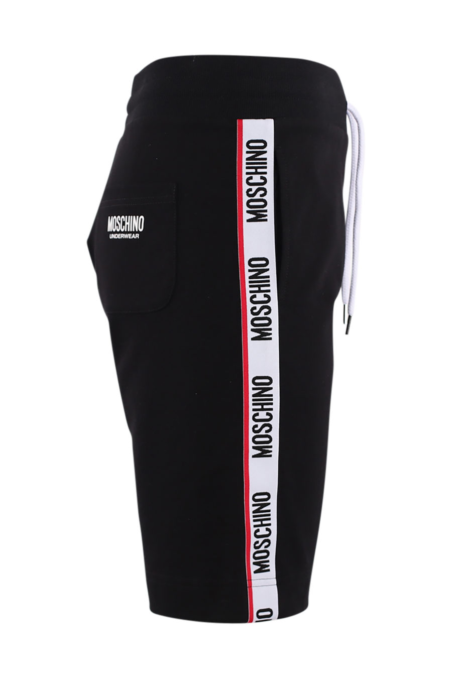 Pantalón corto negro con logo en cinta laterales - IMG 8841