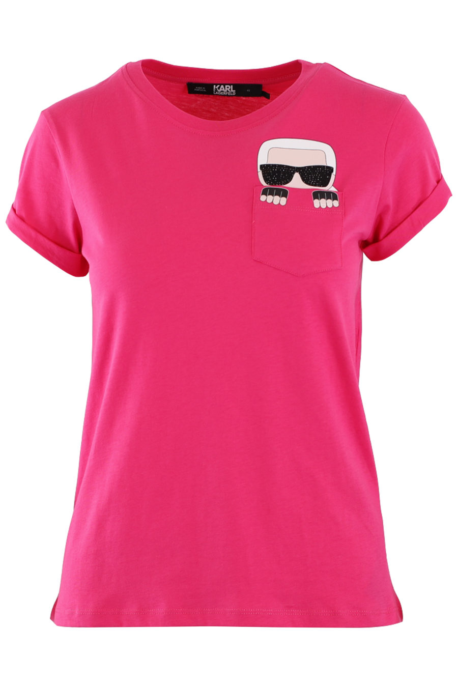 Fuchsiafarbenes T-Shirt mit Logo und Tasche - IMG 8946