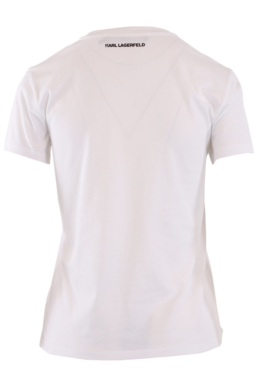 Camiseta blanca con logo "ikonik karl y choupette" en strass - IMG 8973