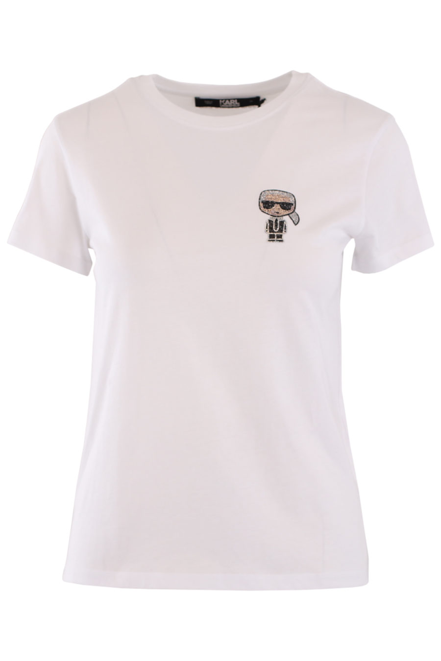Camiseta blanca con logo pequeño en strass - IMG 8985