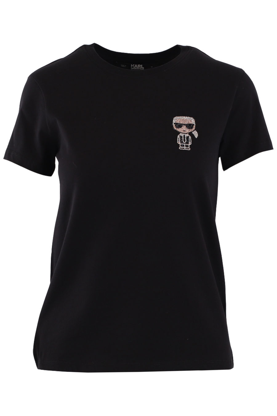 T-shirt preta com pequeno logótipo em strass - IMG 9023