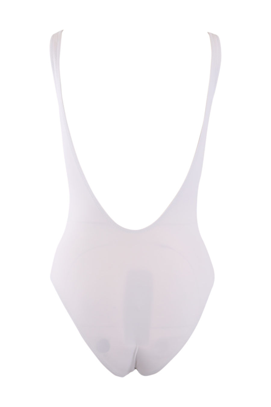 White one-piece swimming costume with large black logo - IMG 9067