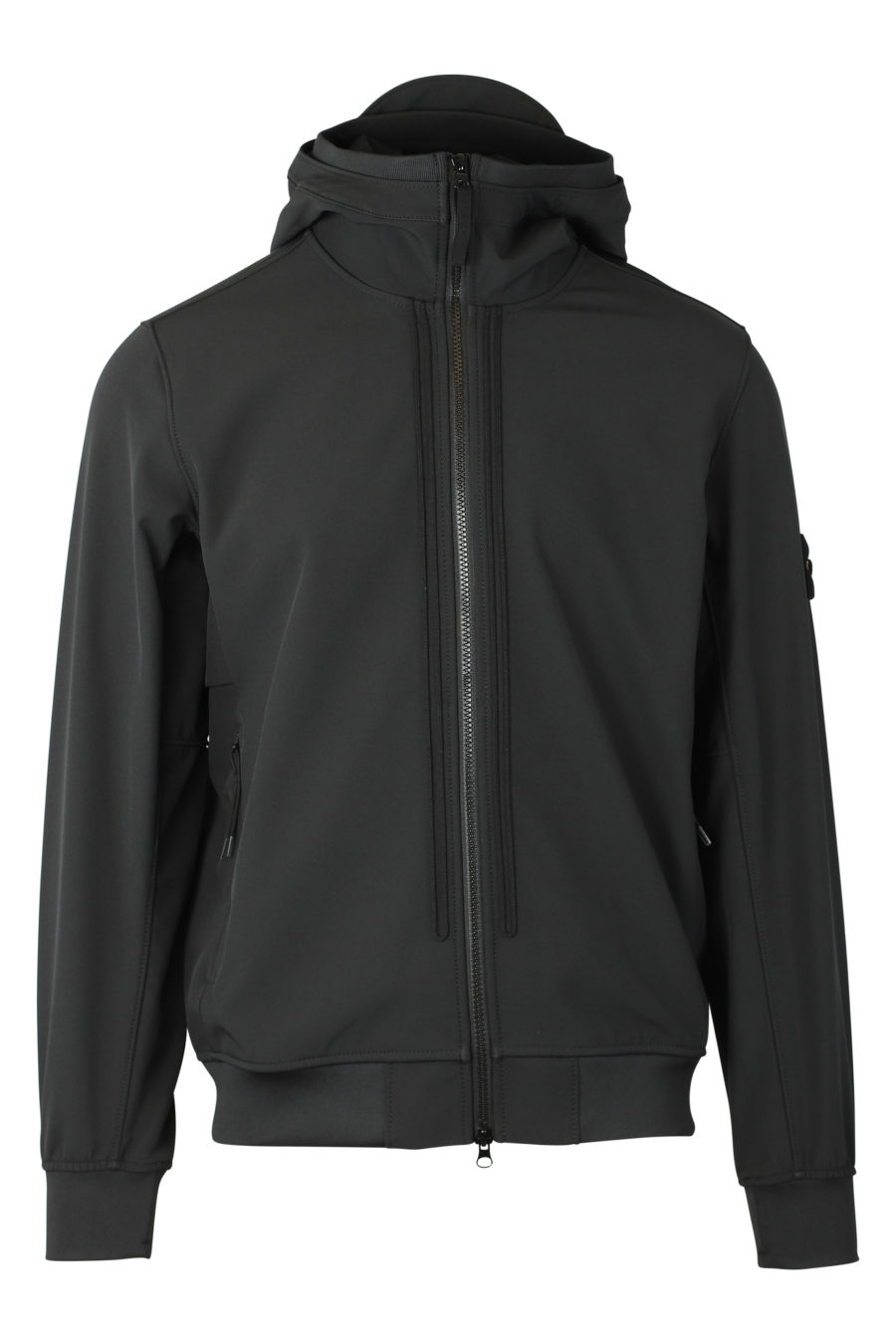 Schwarze Jacke mit Kapuze und Logoaufnäher - IMG 9305