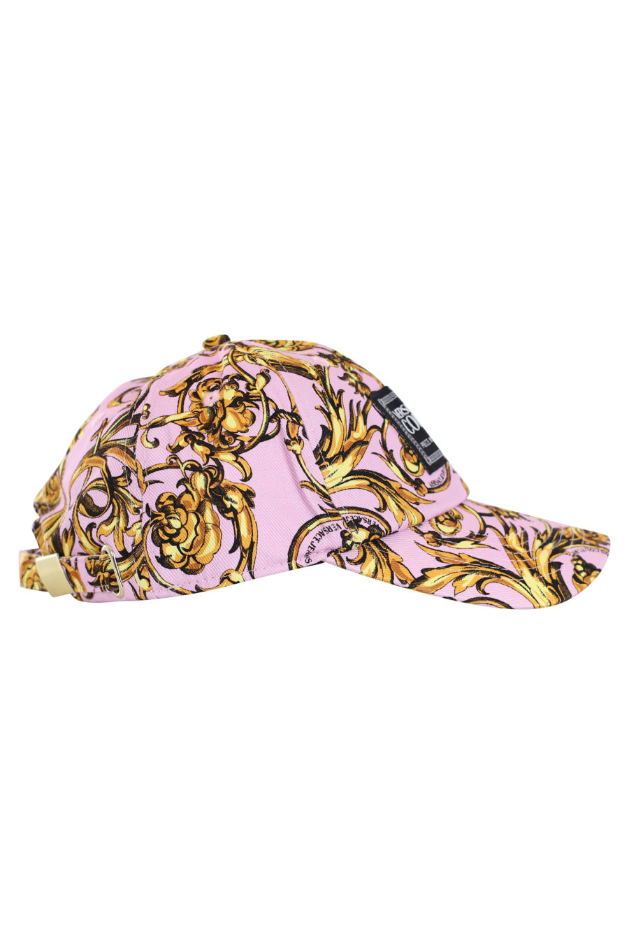 Gorra lila con estampado barroco dorado - IMG 0151
