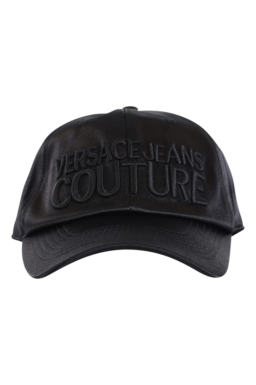 Black satin cap with black embroidered logo - IMG 0154