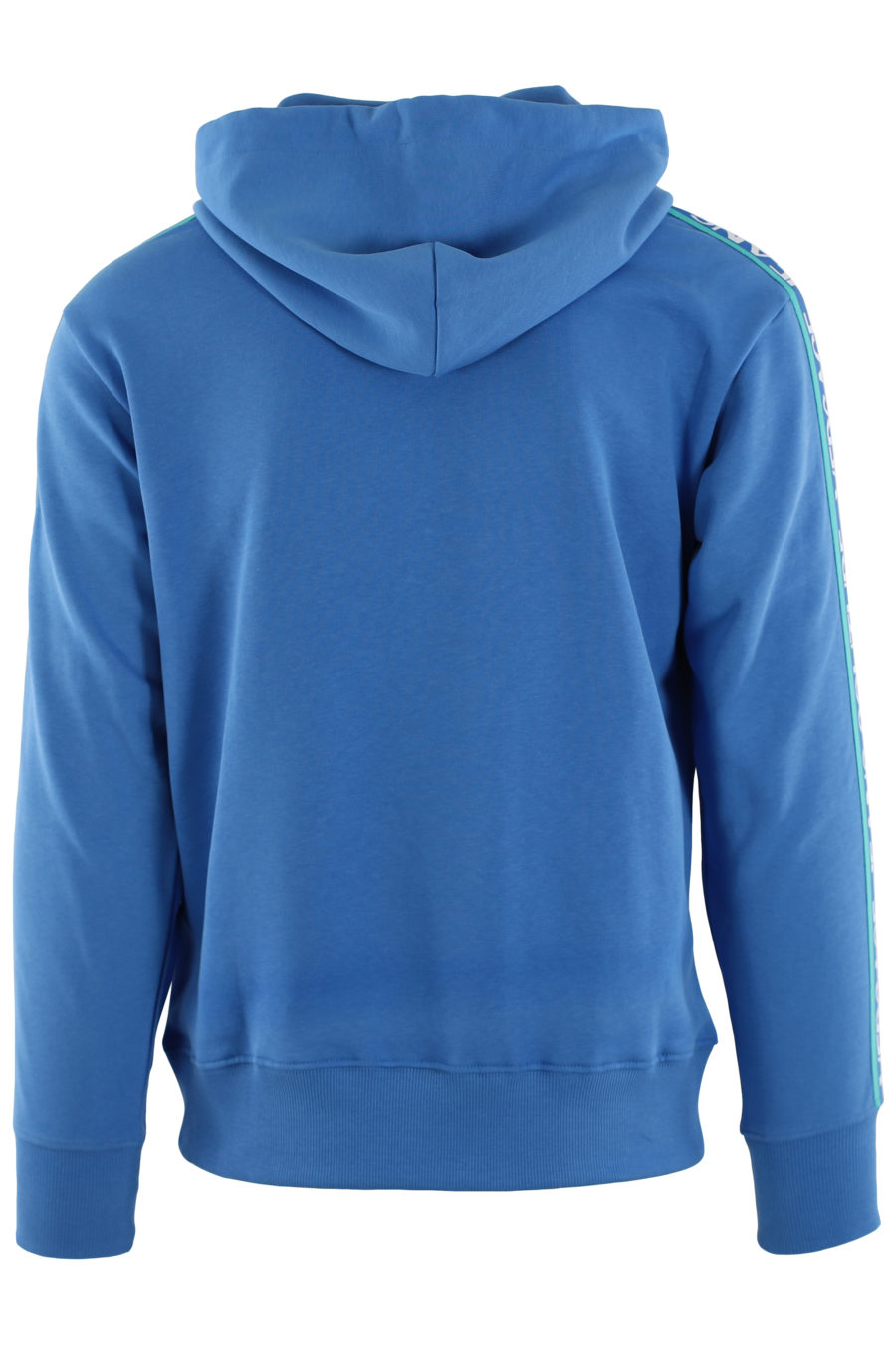 Blue sweatshirt with hood and blue ribbon with logo - IMG 0453