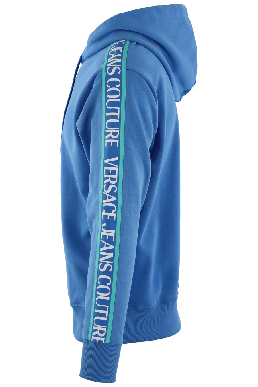 Blaues Sweatshirt mit Kapuze und blauer Schleife mit Logo - IMG 0455