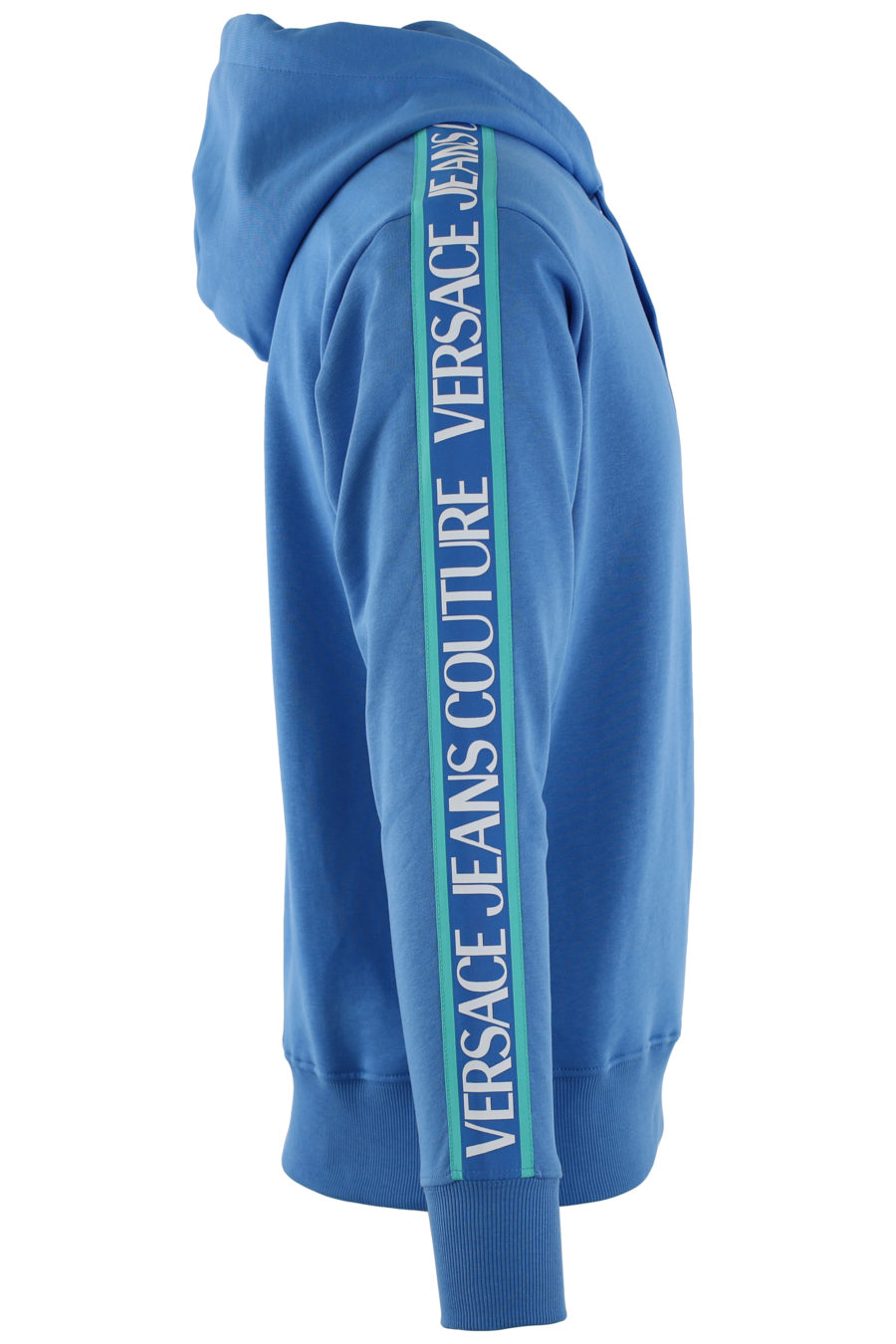 Blue sweatshirt with hood and blue ribbon with logo - IMG 0456