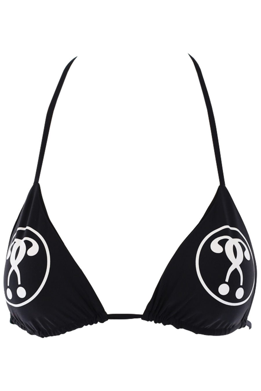 Black bikini top with double question logo - IMG 0777