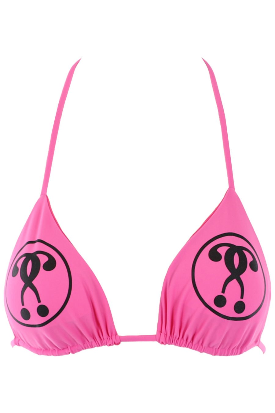 Fuchsia bikini top with double question logo - IMG 0780