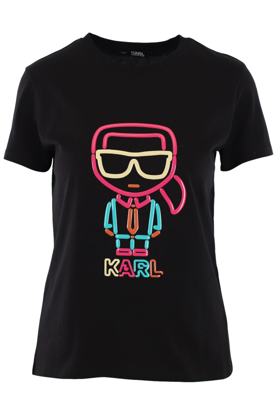 Camiseta negra con logo "karl" multicolor de goma - IMG 0821