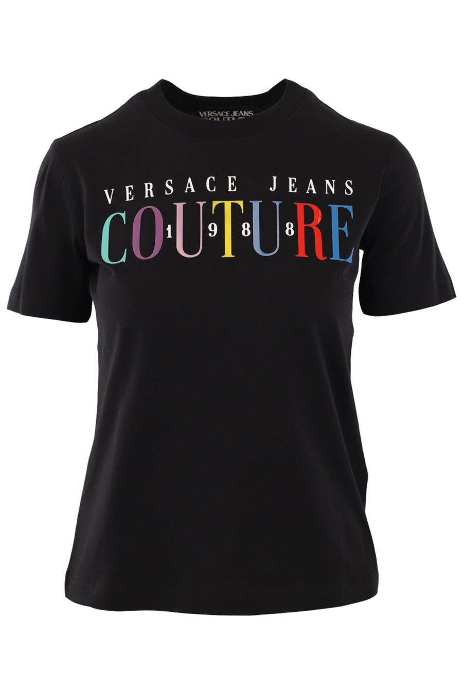T-shirt preta com logótipo multicolorido no centro - IMG 0828
