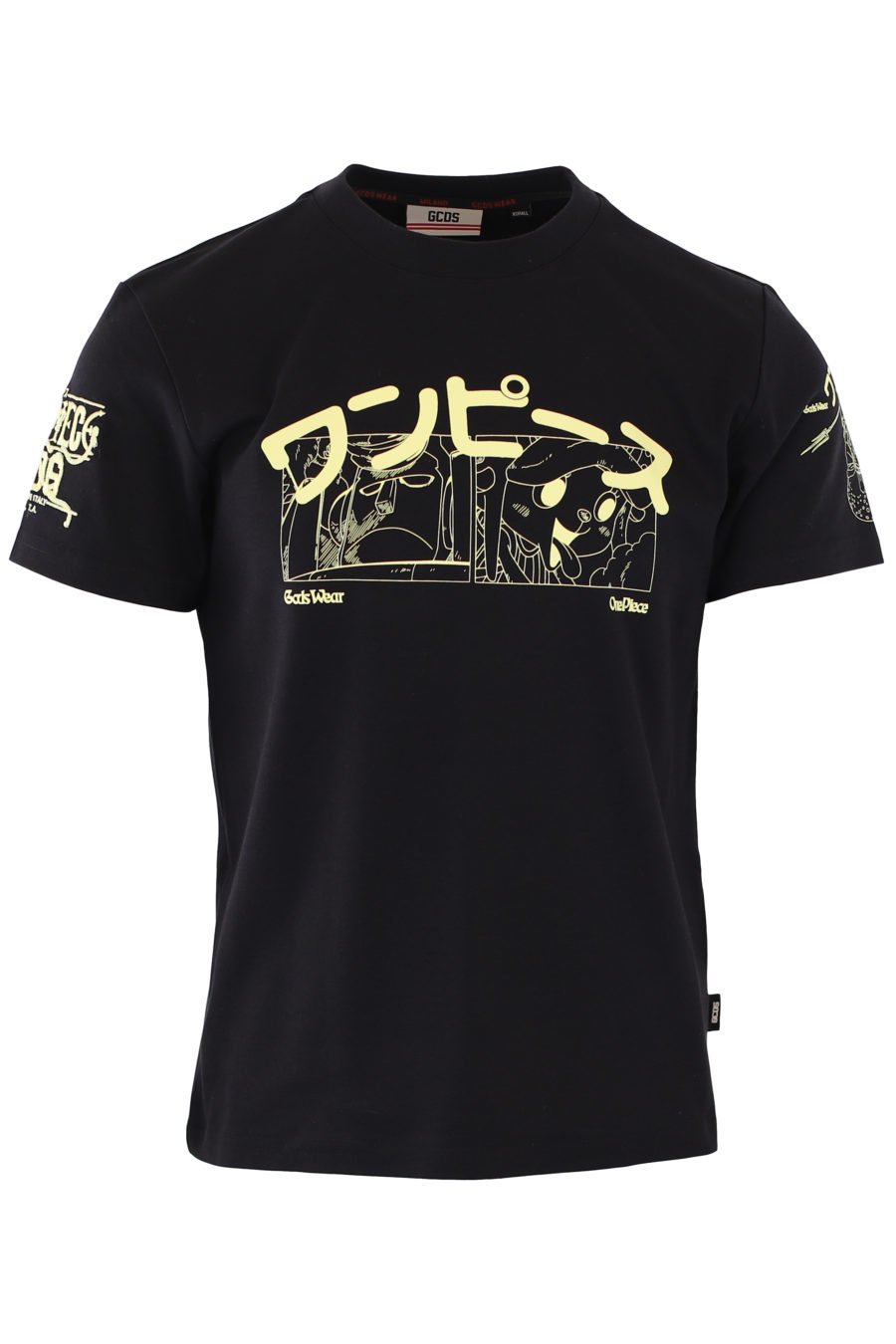Schwarzes T-Shirt mit gelbem Anime-Aufdruck - IMG 1113