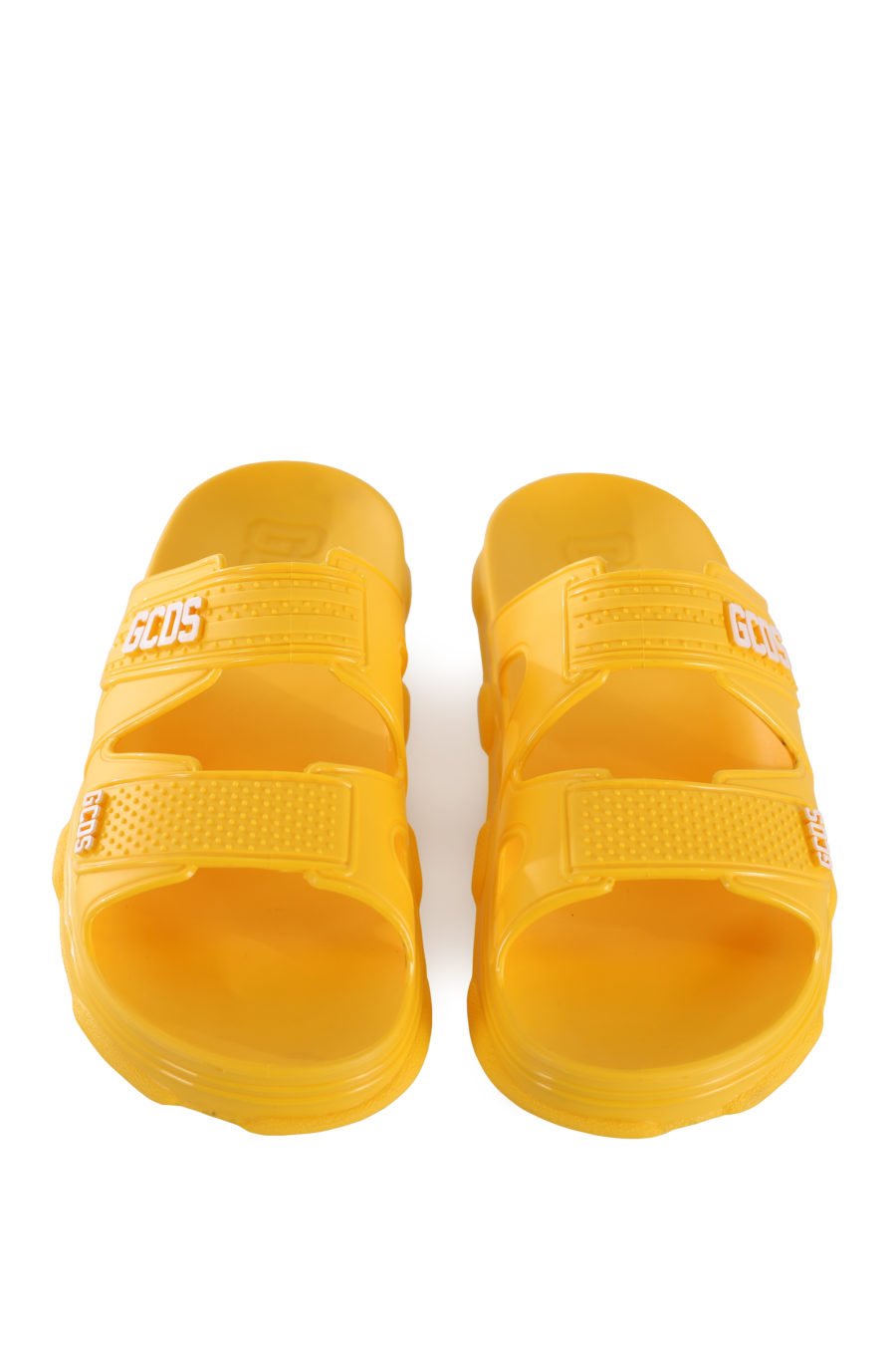 Yellow rubber flip flops with white logo - IMG 1673