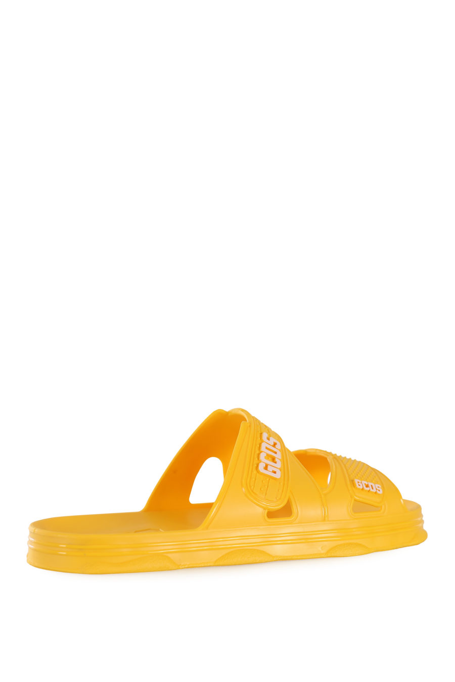 Chanclas amarillas de goma con logo blanco - IMG 1685