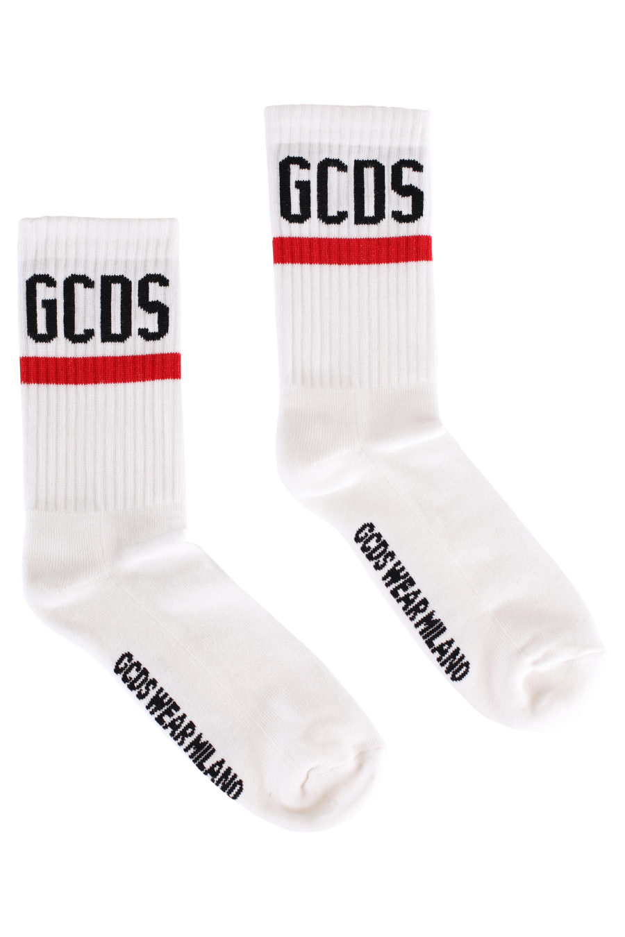 White socks with black logo and red line - IMG 1862