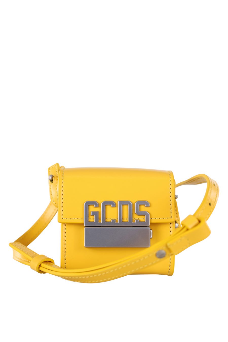 Yellow mini shoulder bag with metal lettering logo - IMG 1963