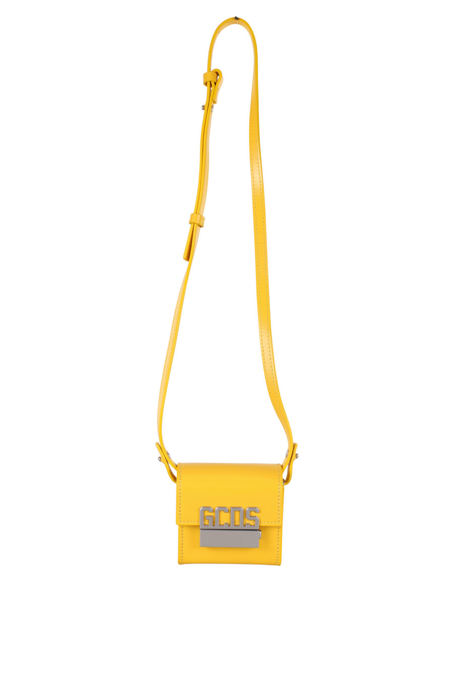 Yellow mini shoulder bag with metal lettering logo - IMG 1971
