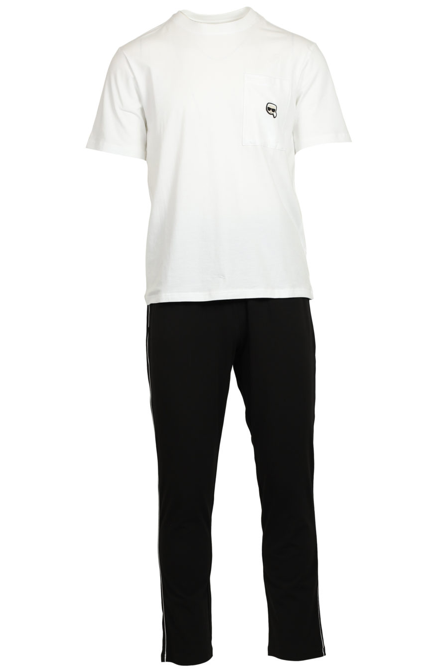 Schwarz-weißes Pyjama-Set mit Gummilogo - IMG 3737