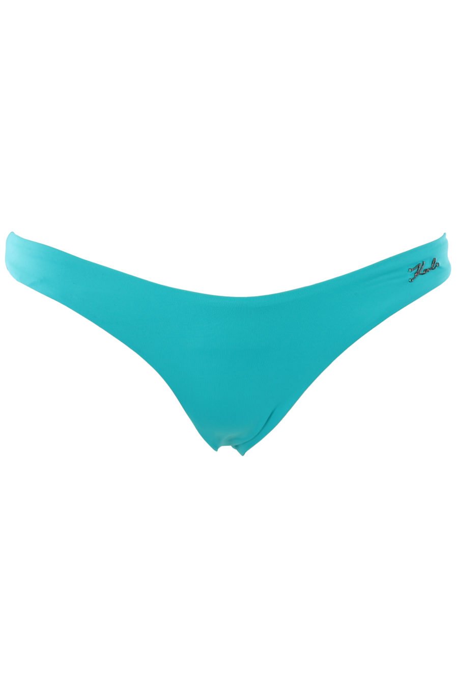 Turquoise blue swimming costume with small metal lettering logo - IMG 1310