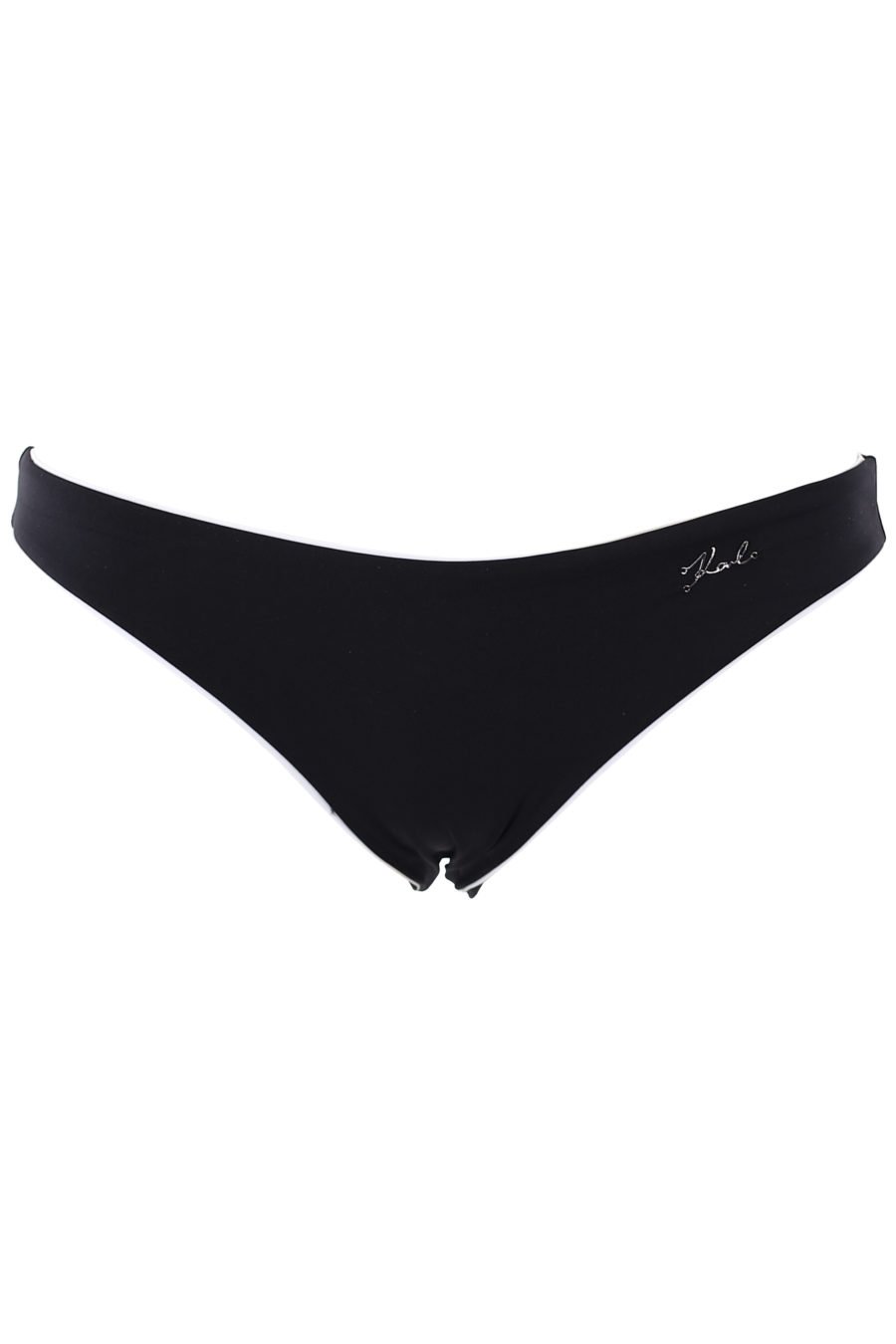 Zweifarbiger schwarzer Badeanzug mit kleinem Metallschriftzug - IMG 1315