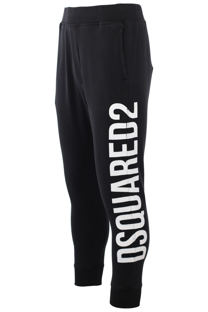 Dsquared2 - Pantalón de chándal negro logo blanco vertical - BLS Fashion
