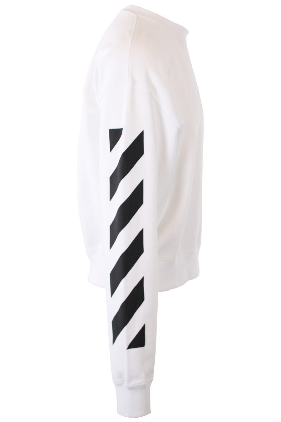 White sweatshirt with logo and diagonal stripes on sleeves - IMG 2364