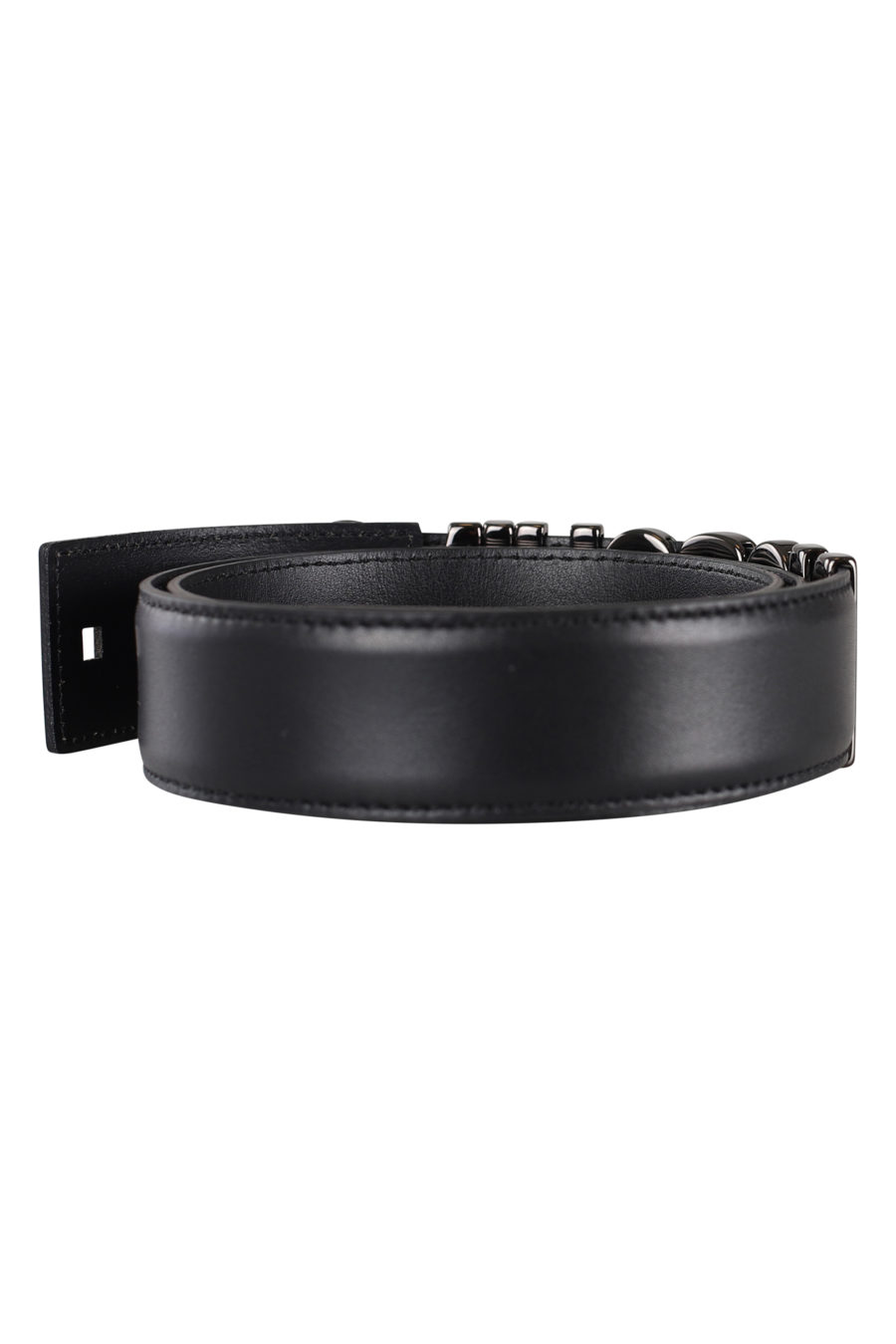 Cinturón negro con logo plateado en metal - IMG 0125