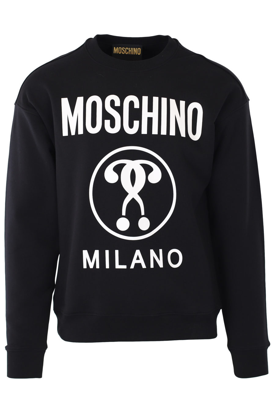 Schwarzes Sweatshirt mit weißem Milano-Doppelfragen-Logo - IMG 9349