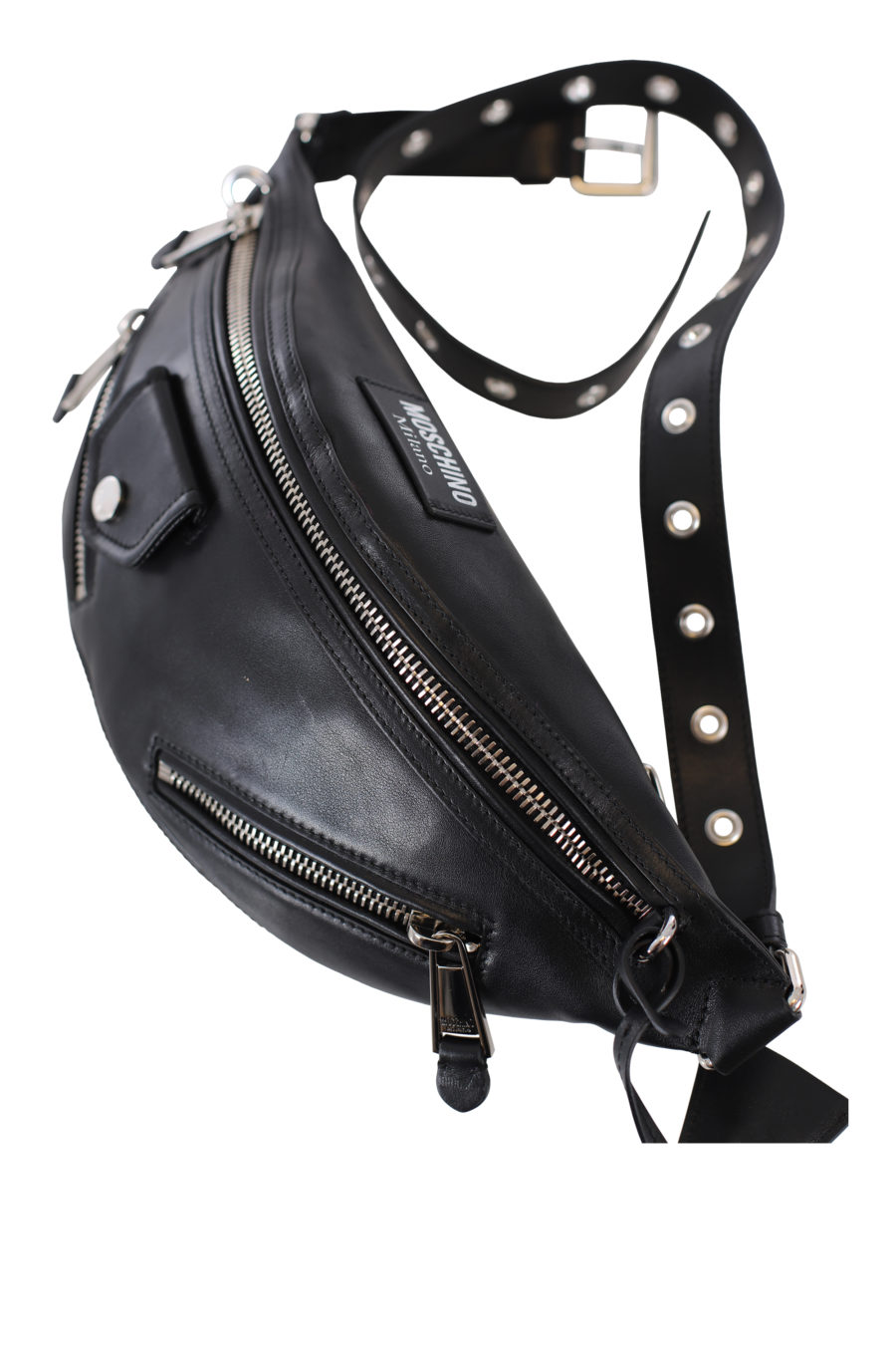 Black biker bum bag in calfskin - IMG 9374