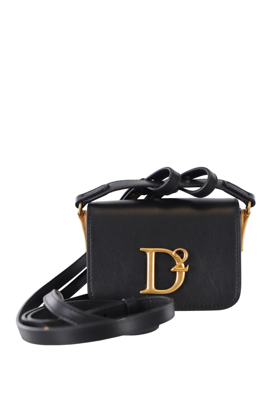 Black crossbody bag with gold detail - IMG 9382