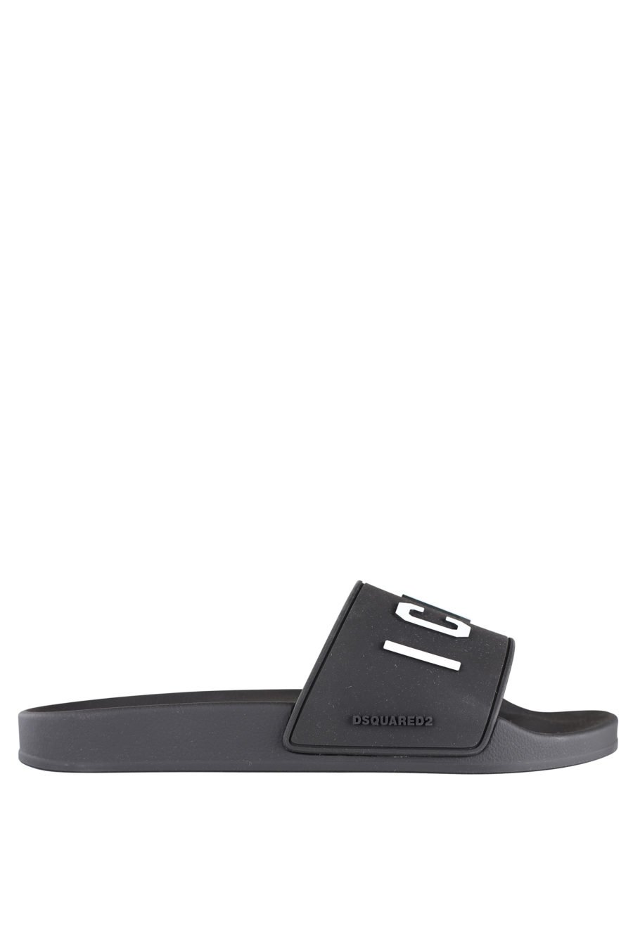 Black flip flops with white "icon" logo - IMG 9946