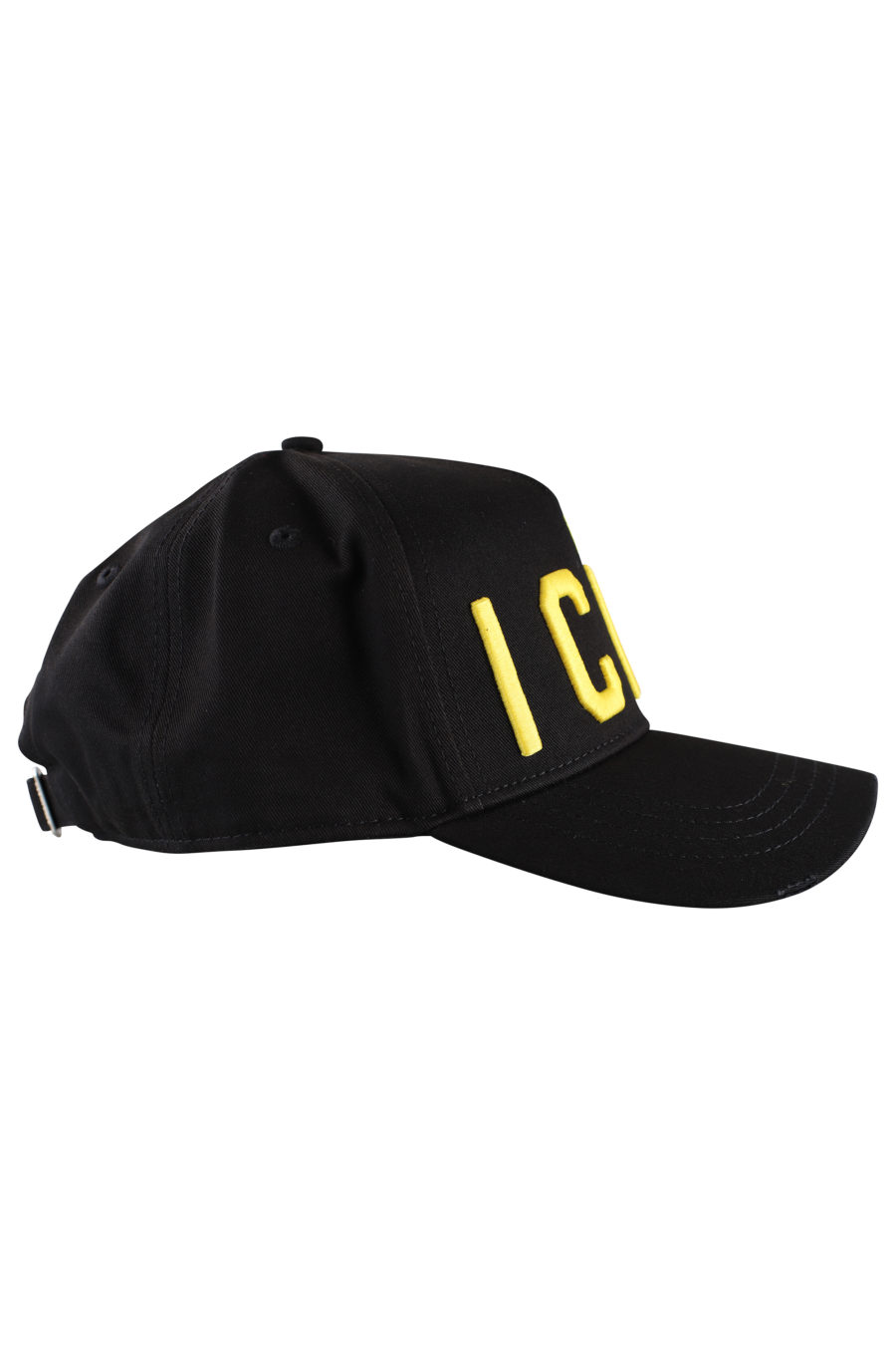 Adjustable black cap with yellow "icon" logo - IMG 9987